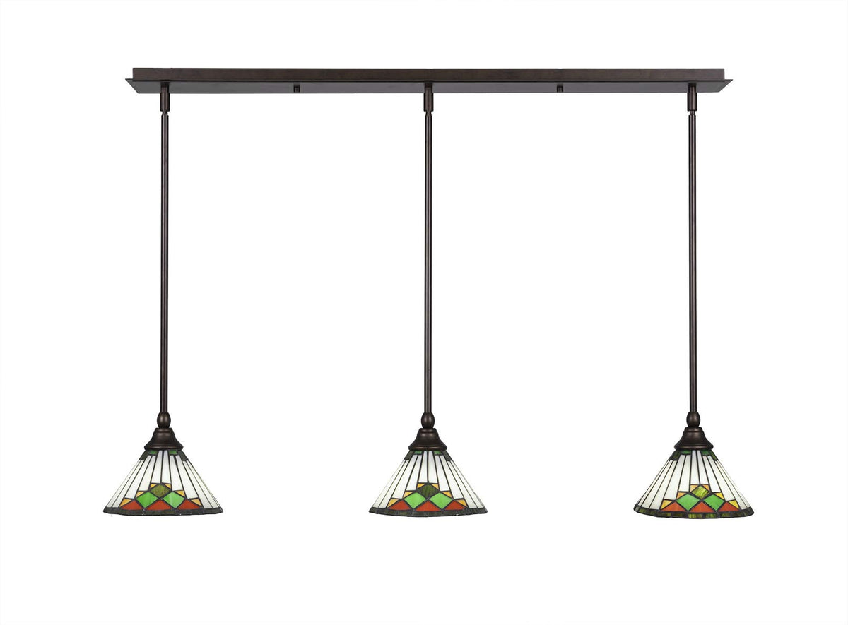 Toltec Lighting 3 Light Linear Pendalier In Bronze (36-Brz-9375)