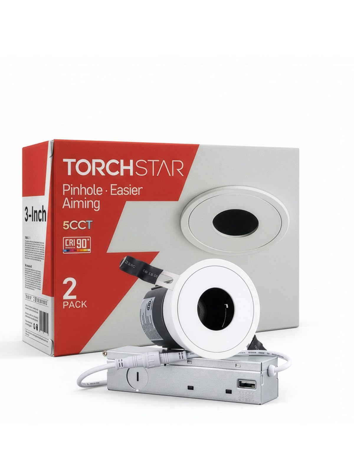 TORCHSTAR 3 Inch 5CCT LED Pinhole Recessed Lights with J-Box, 30 Ultra-Narrow Recessed Ceiling Spotlight for Layered Lighting, I