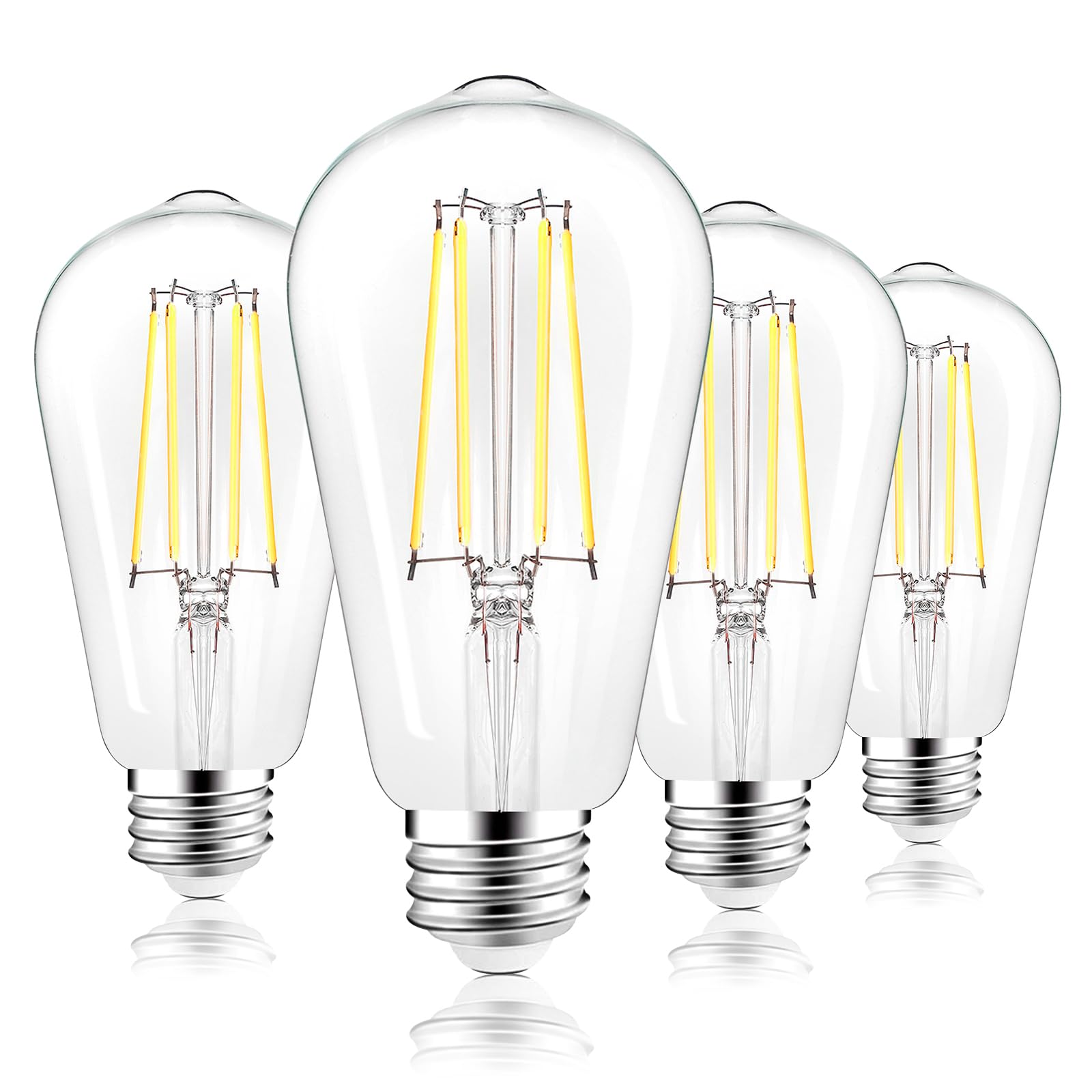 Partphoner Led Light Bulbs Dimmable Vintage Edison Bulb, E26 Led Bulb 60W Equivalent 720 Lumens, Daylight 5000K, St58 Antique Le