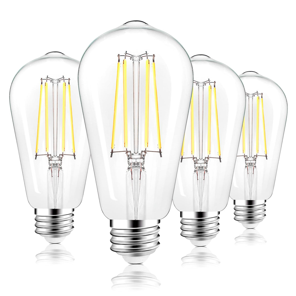 Partphoner Led Light Bulbs Dimmable Vintage Edison Bulb, E26 Led Bulb 60W Equivalent 720 Lumens, Daylight 5000K, St58 Antique Le