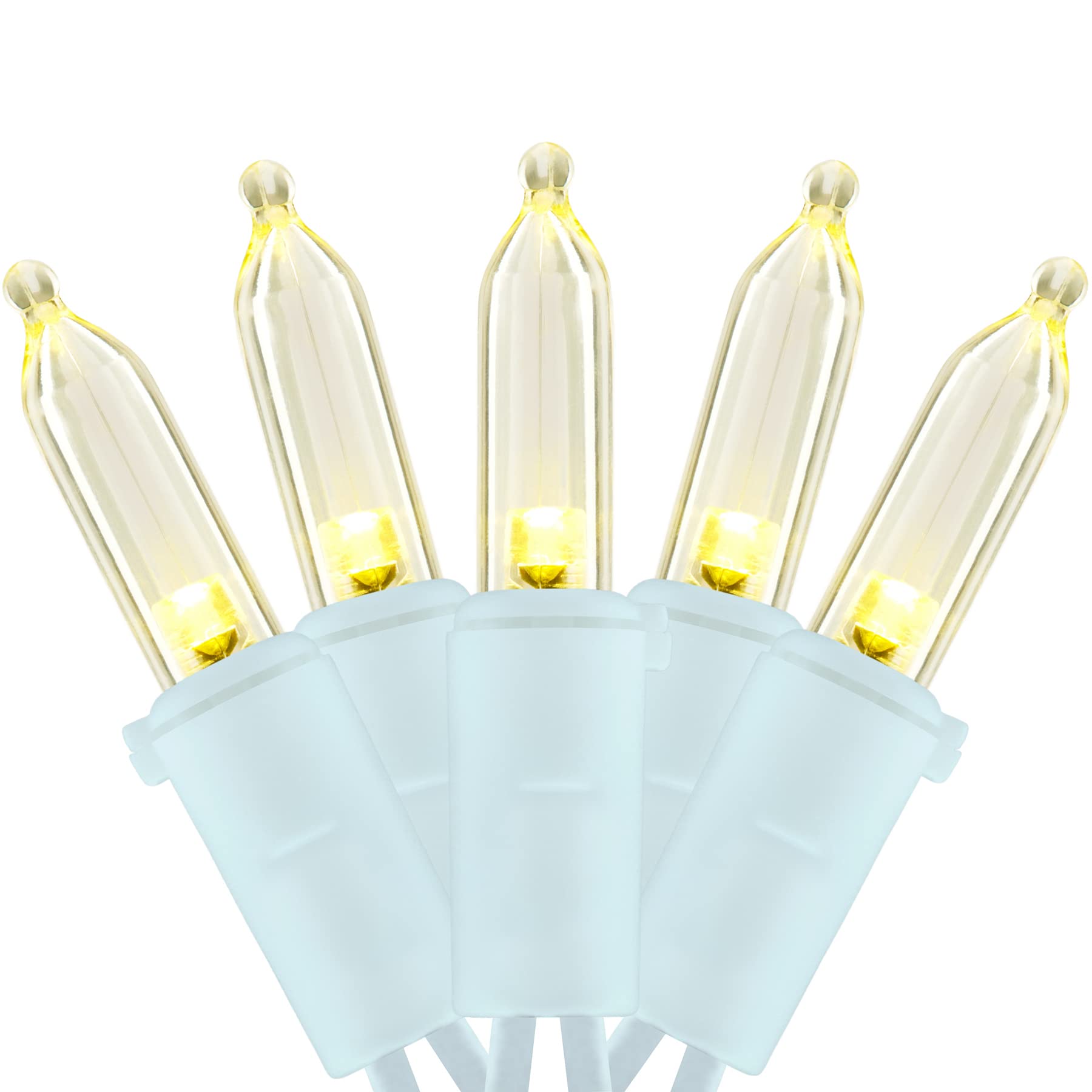 YULETIME 200 Count Warm White LED Christmas Lights, 66 Feet White Wire UL Certified Commercial Grade Holiday String Light Set (Warm White)