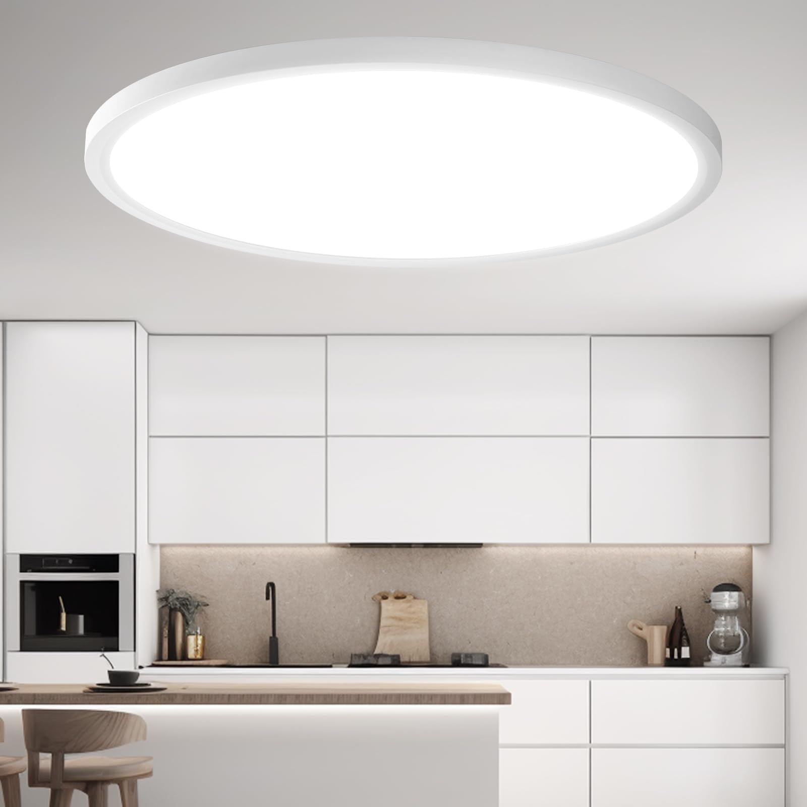 Wembanma Led Flush Mount Ceiling Light - 15Inch, 0.67In Ultra-Slim, 5Cct 24W/28W/32W Selectable, No Flicker, Ceiling Light Fixtu