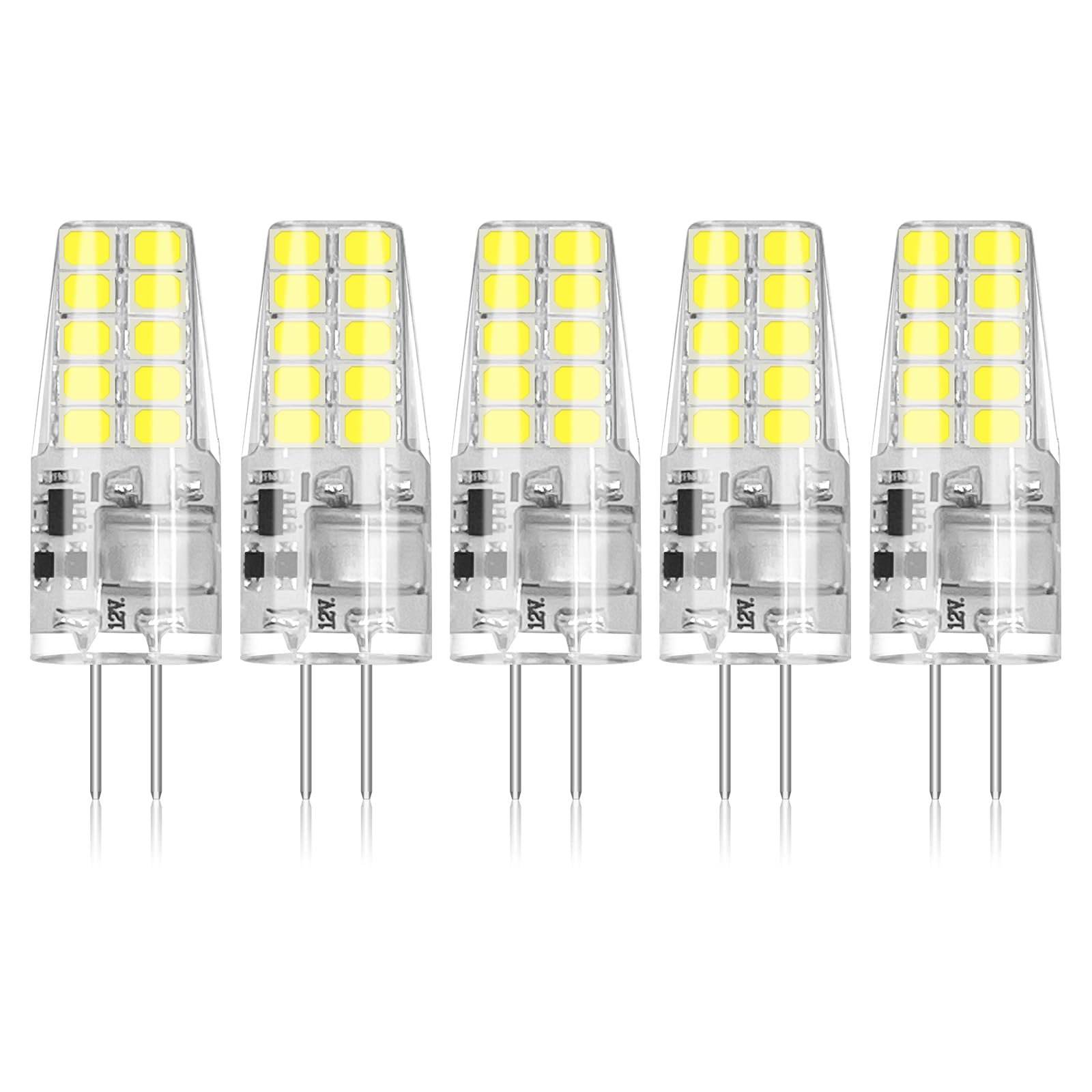 Bubo 5 Pack G4 Led Bulb 2W Equivalent 30W 6000K Daylight 250 Lumens 360Beam Angle, T3 Halogen Bulb Replacement Landscape Bulbs, 
