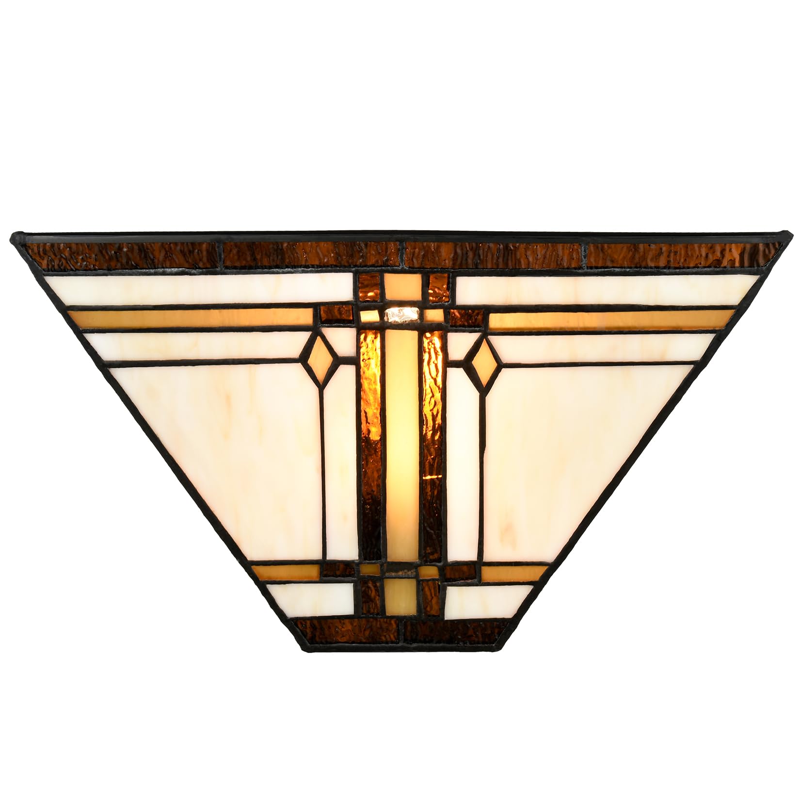 TEENYO Tiffany Style Wall Sconce Lamp 12-Inch Stained Glass Sconces Wall Lighting Vintage Brown Stained Glass Wall Light Fixture