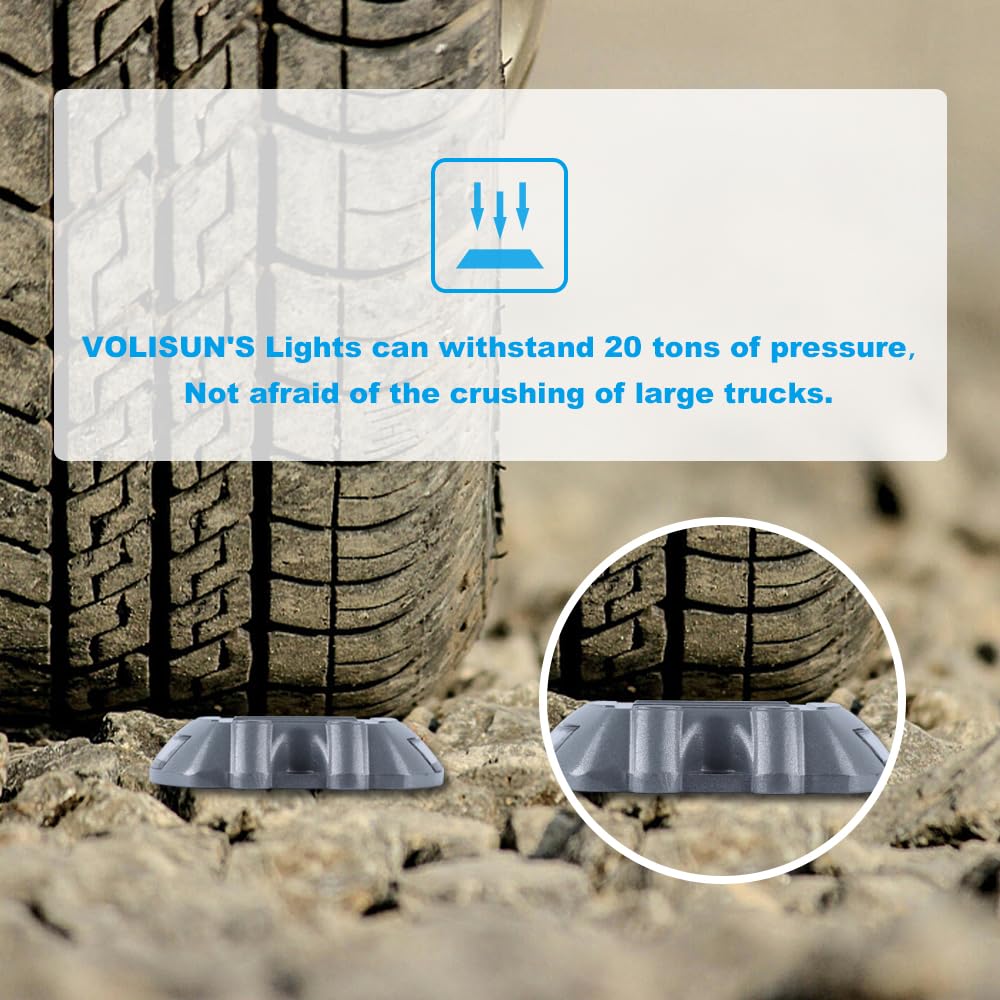 Volisun Solar Deck Lights Driveway Dock Lights, 16-Pack Led Ip67 Waterproof Outdoor Warning Step Lights For Driveway Sidewalk Ga