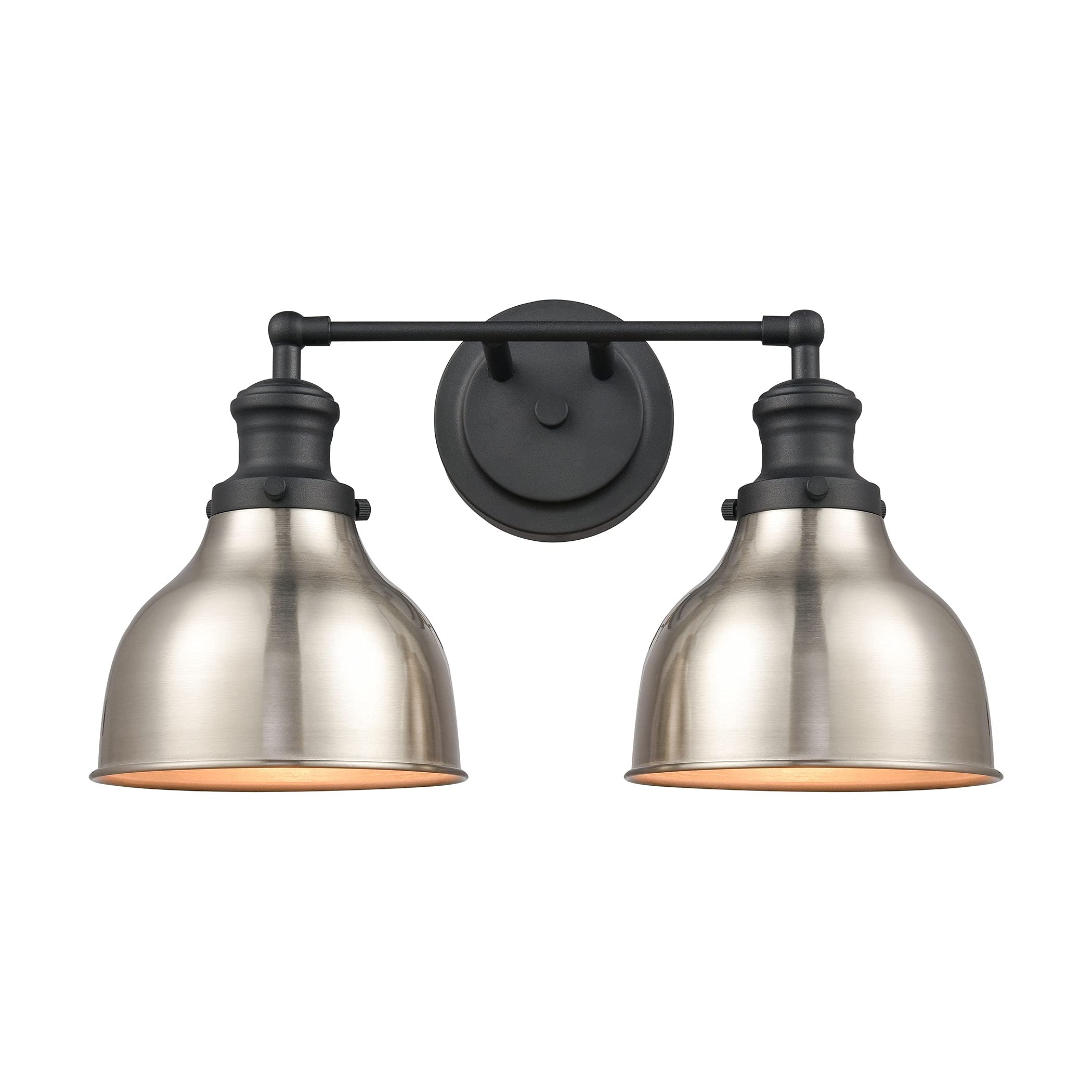 Elk Lighting Haralson 2-Light Vanity Light, Charcoal/Satin Nickel, Alloy Steel, 6.69"W X 