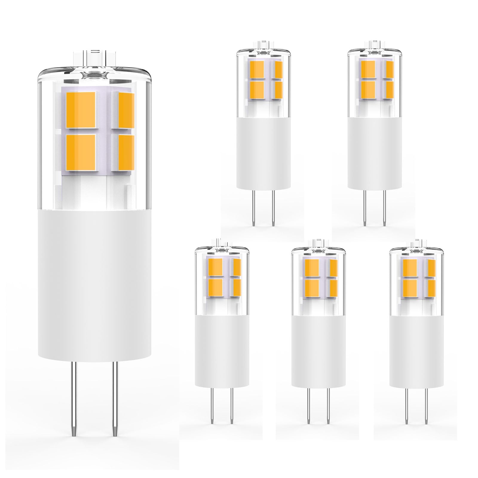 LEDBEFINE 6 Pack G4 LED Light Bulb 3W Soft White 2700K G4 JC Bi-Pin Base 12V 20W-30W T3 Halogen Bulb Replacement