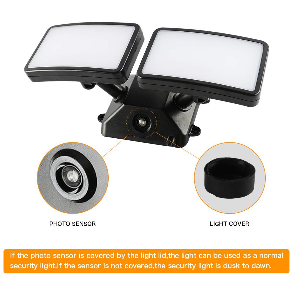 FAGUANGAO Dusk to Dawn LED Security Light, 18W Outdoor Flood Light, 5000K Daylight, IP55 Waterproof, 2 Pack, Black