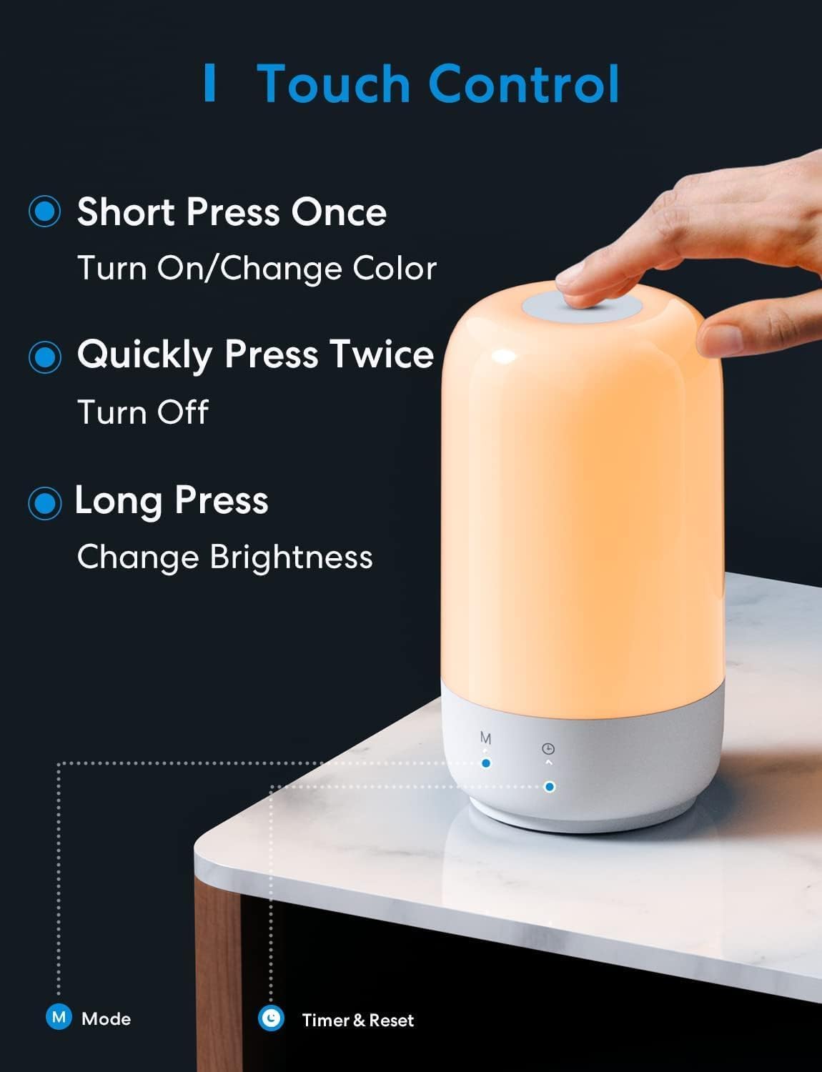 meross Smart Table Lamp - WiFi LED Nightstand Lamp with Tunable White & Dimmable RGBW, Works with HomeKit & Alexa, Multicolor