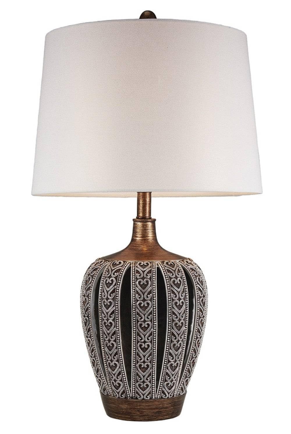 HomeRoots Primo Tall Table Lamp - Brown with White Shade