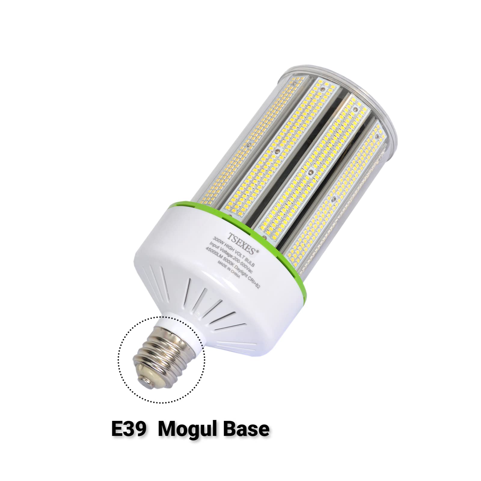 Tsexes 347V 480V Led Corn Cob Light Bulb,300W E39 Mogul Base 5000K Daylight,Replacement For 1000W Hid (Mh, Hps),High Bay Parking