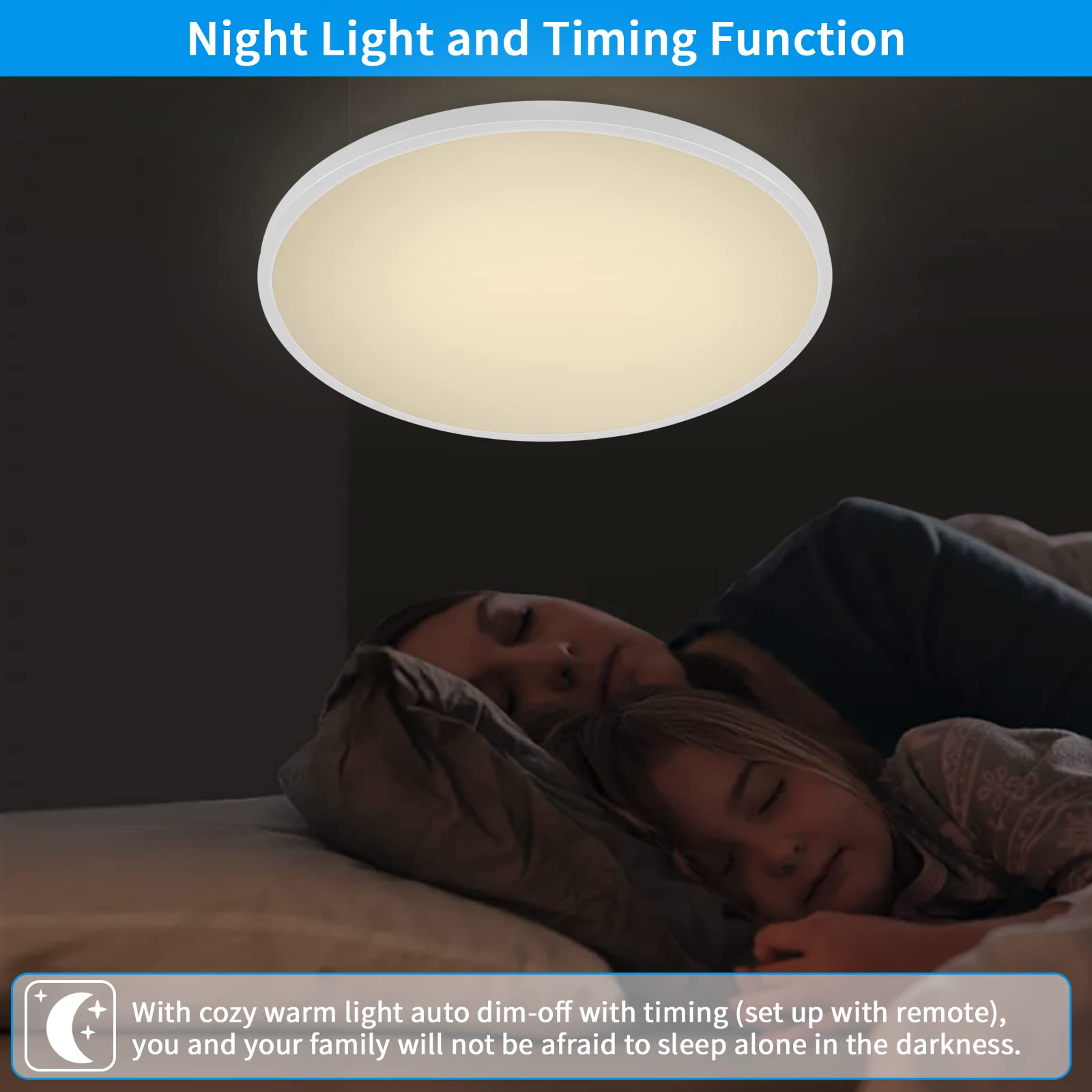 HOVENLA 24 Inch Dimmable LED Flush Mount Ceiling Light, 56W, 5600lm, White, Adjustable 3000K/4500K/6000K,