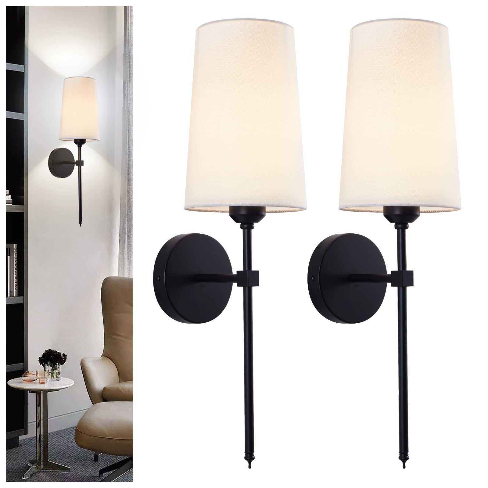 Cckzqyr Battery Operated Wall Sconces, Wall Sconces Sets Of 2, Rechargeable Wall Lights, With Remote Control Dimmable Detachable