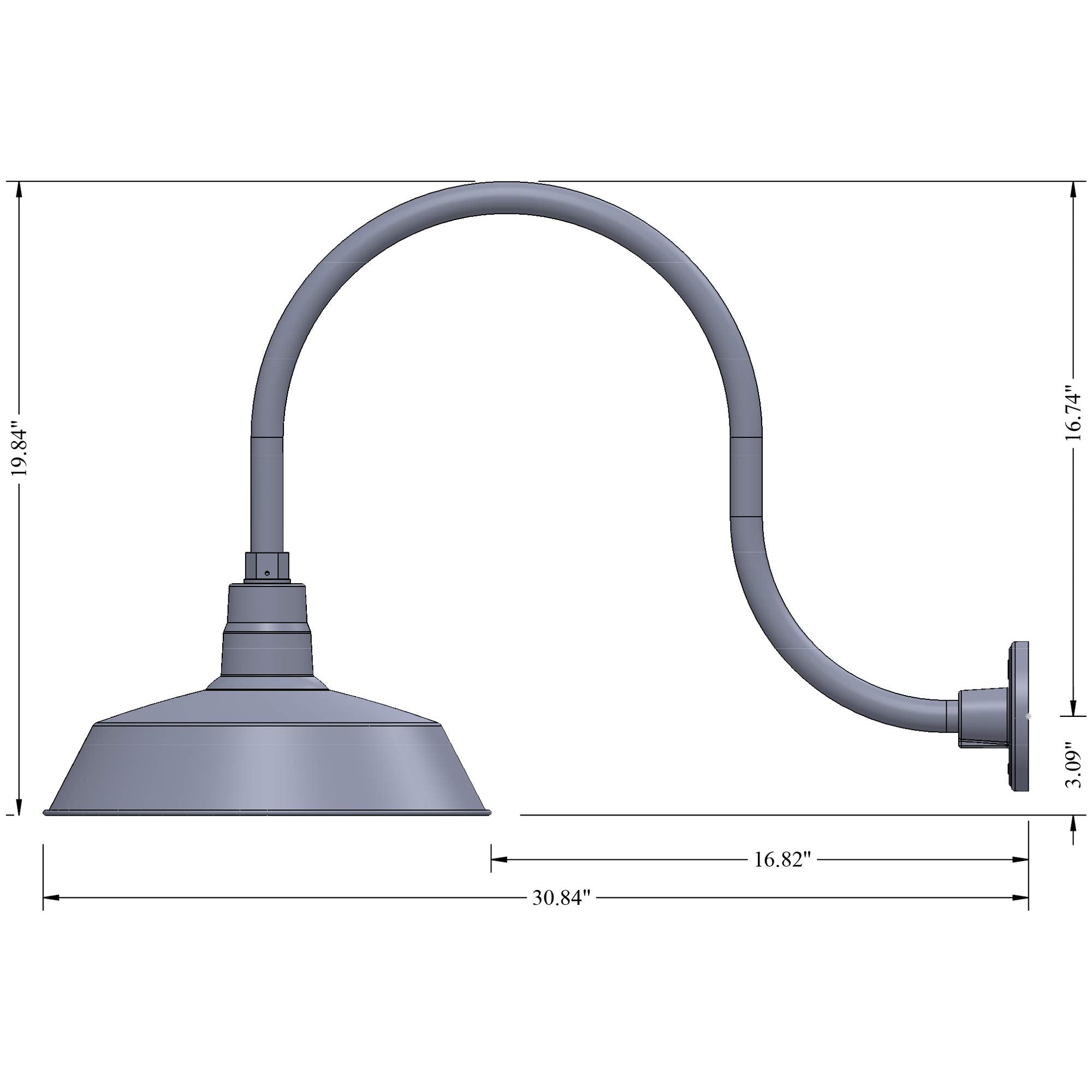HTM LIGHTING SOLUTIONS Gooseneck Barn Light Fixture 14in. UL Listed Alloy Steel White 24in. Arm 2-Pack
