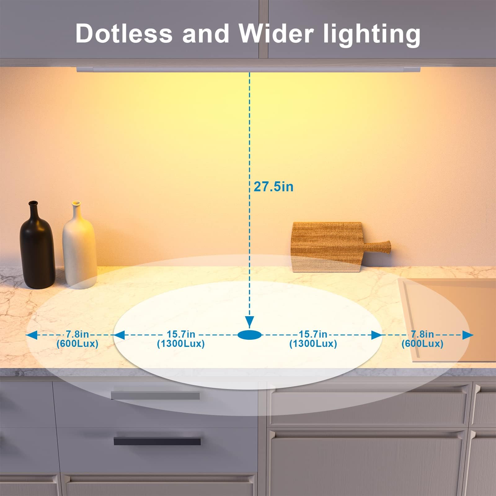 Wobane 16.5 Inch Under Cabinet Lighting,5 Color Settings,Under Counter Lights For Kitchen,Hand Wave Activated,Touchless For Cabi