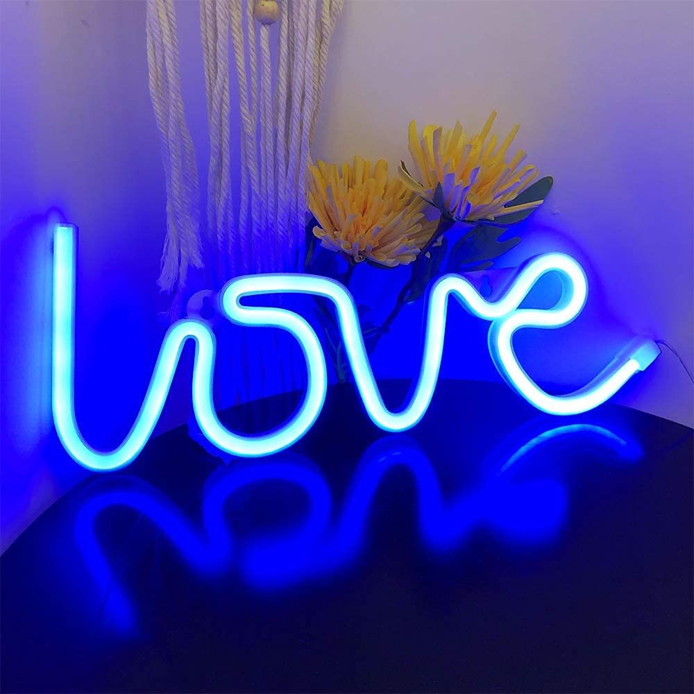 MIRADH Neon Love Signs Light 13.70 LED Love Art Decorative Marquee Sign - Wall Decor/Table Decor for Wedding party Kids Room Liv