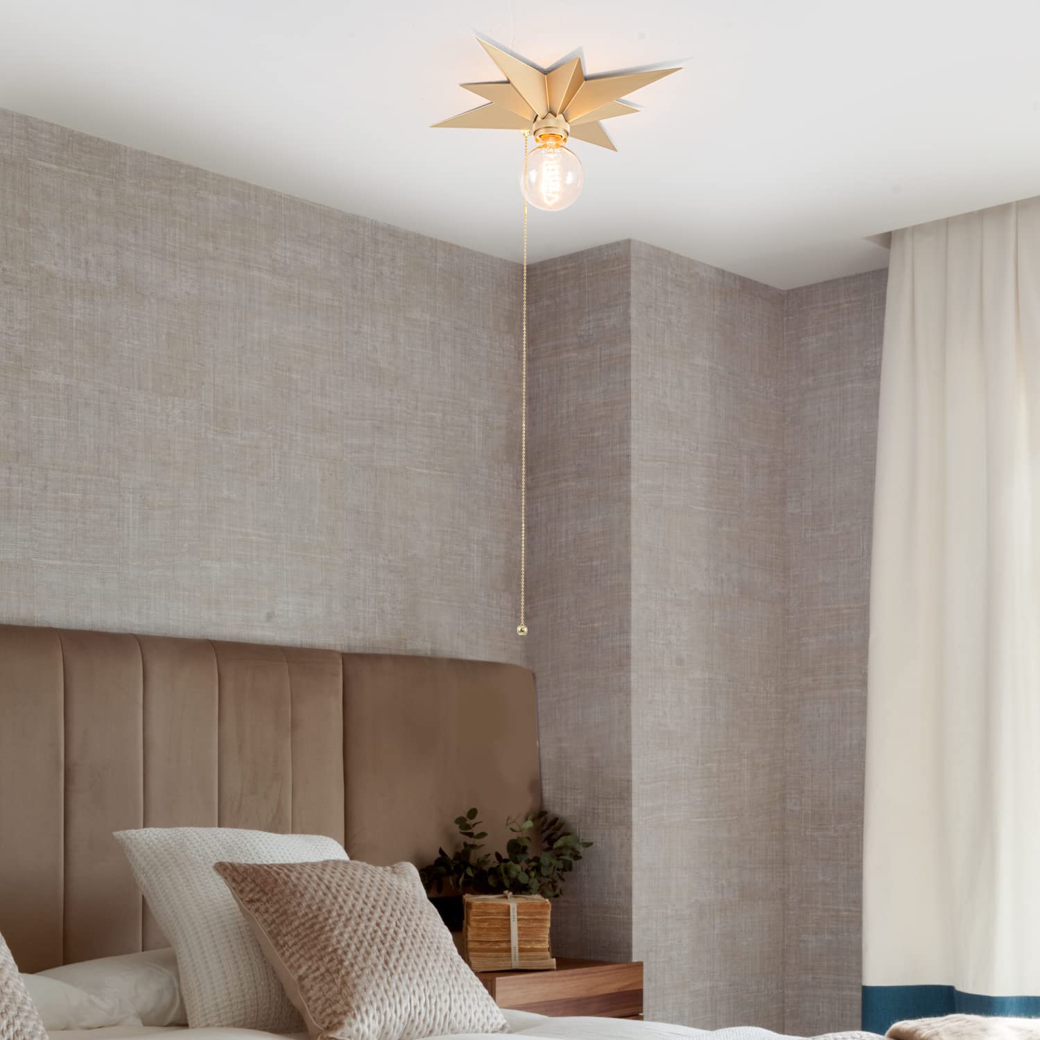 Viluxy Flush Mount Ceiling Light, Gold Star Light Fixtures Mini Ceiling Lamps With Pull Chain On/Off Switch For Hallway, Entrywa