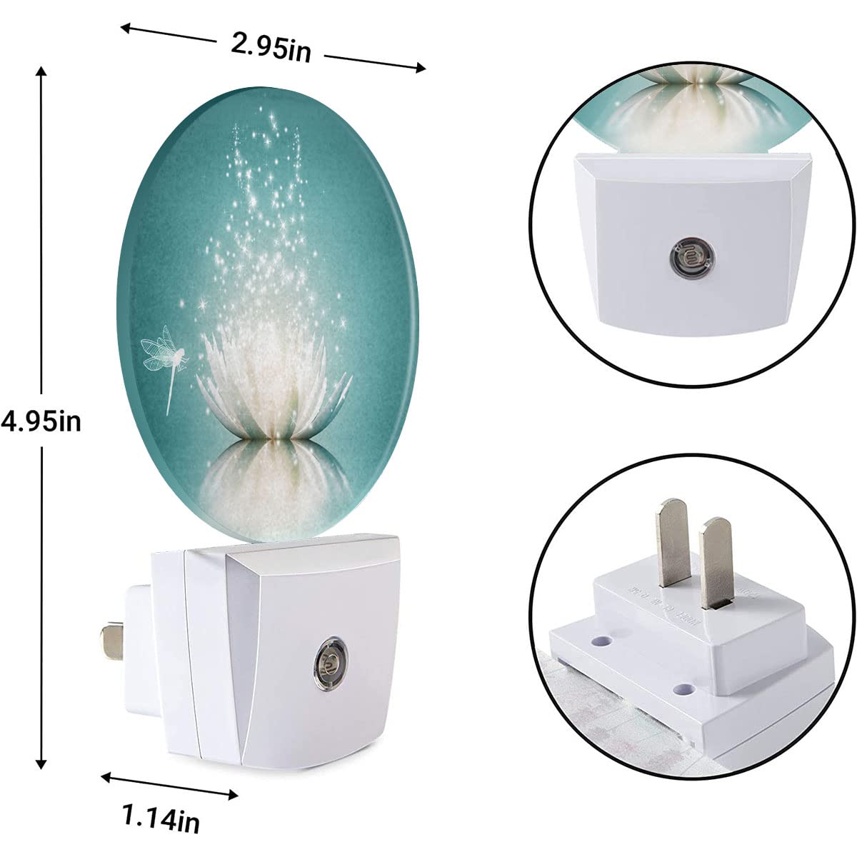Ekobla Lotus Night Light  Water Lily In Pond Dragonfly Floral Plug-In Night Lights With Dusk-To-Dawn Sensor For Bedroom Bathroom Living Room 0.5W Sleep Friendly For Women Girls Boys Gift