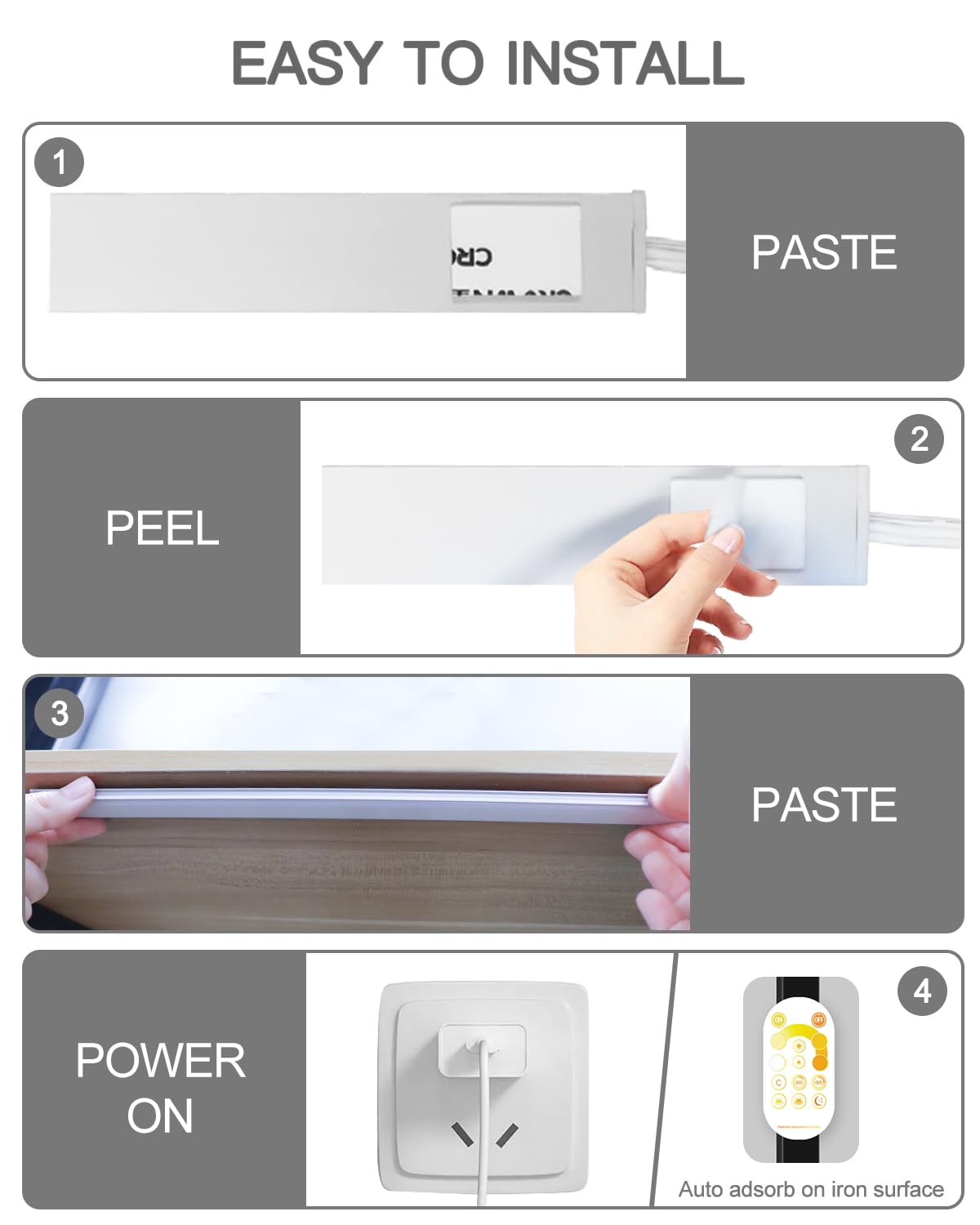 Daymeet Under Cabinet LED Lights, 12 Inch Dimmable, Multi-Color, Plug-in, 2 Pack for Kitchen, Shelf, Closet