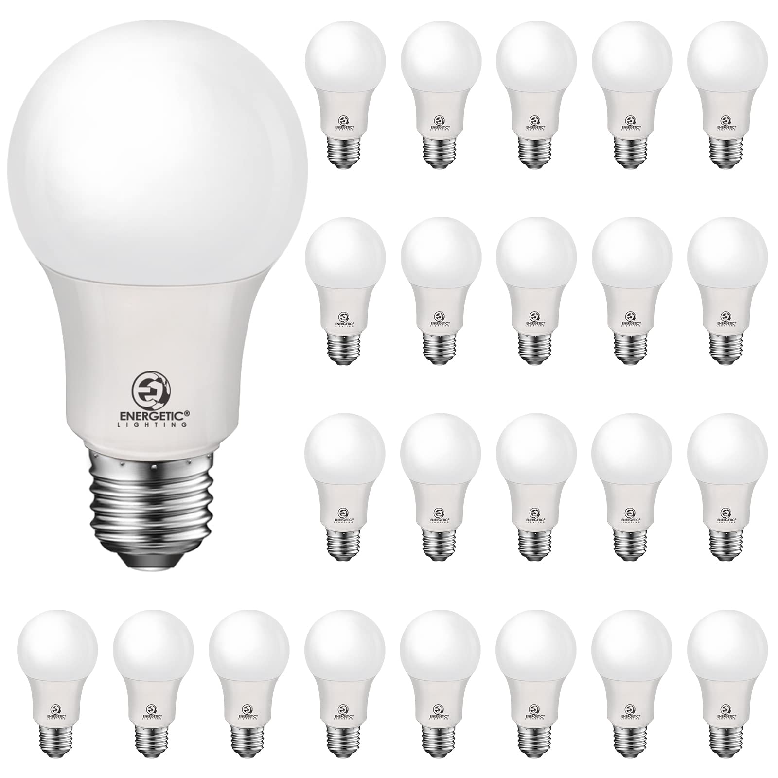 Energetic Smarter Lighting 24-Pack A19 Led Light Bulbs 60 Watt Equivalent, Cool White 4000K, E26 Medium Base, Non-Dimmable Led L