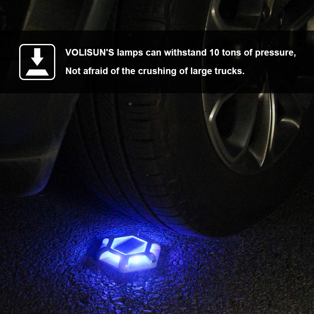 VOLISUN Solar Dock Lights, 12-Pack Waterproof LED Aluminum Pathway Lights, Blue+White, Ideal for Driveway, Deck, Garden