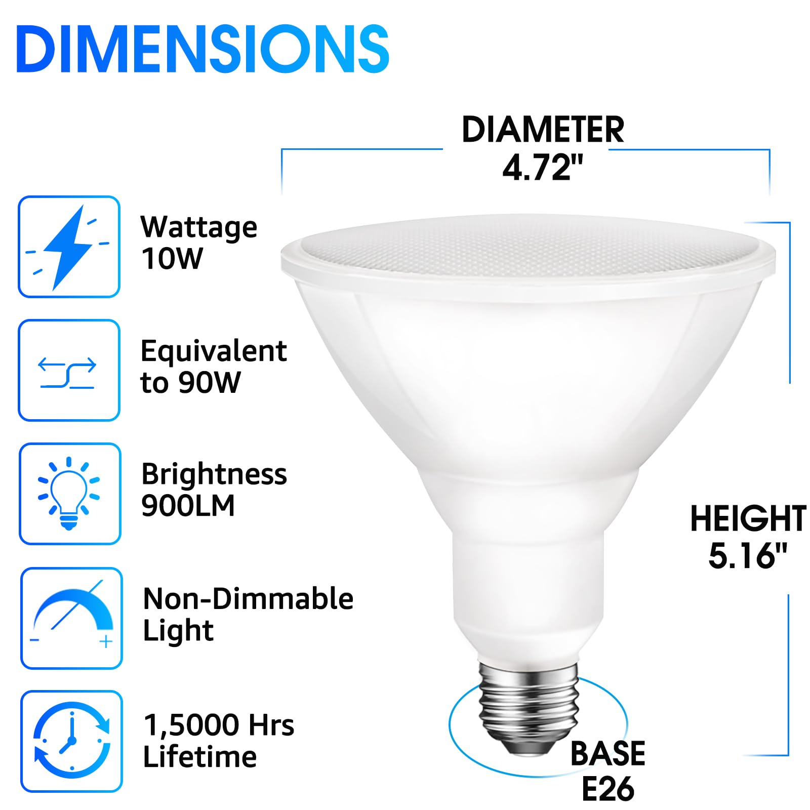 Energetic Par38 Outdoor Led Flood Light Bulb, 3000K Warm White, 90 Watt Equivalent, Wet Rated, 900Lm, E26 Base, Non-Dimmable, Ul