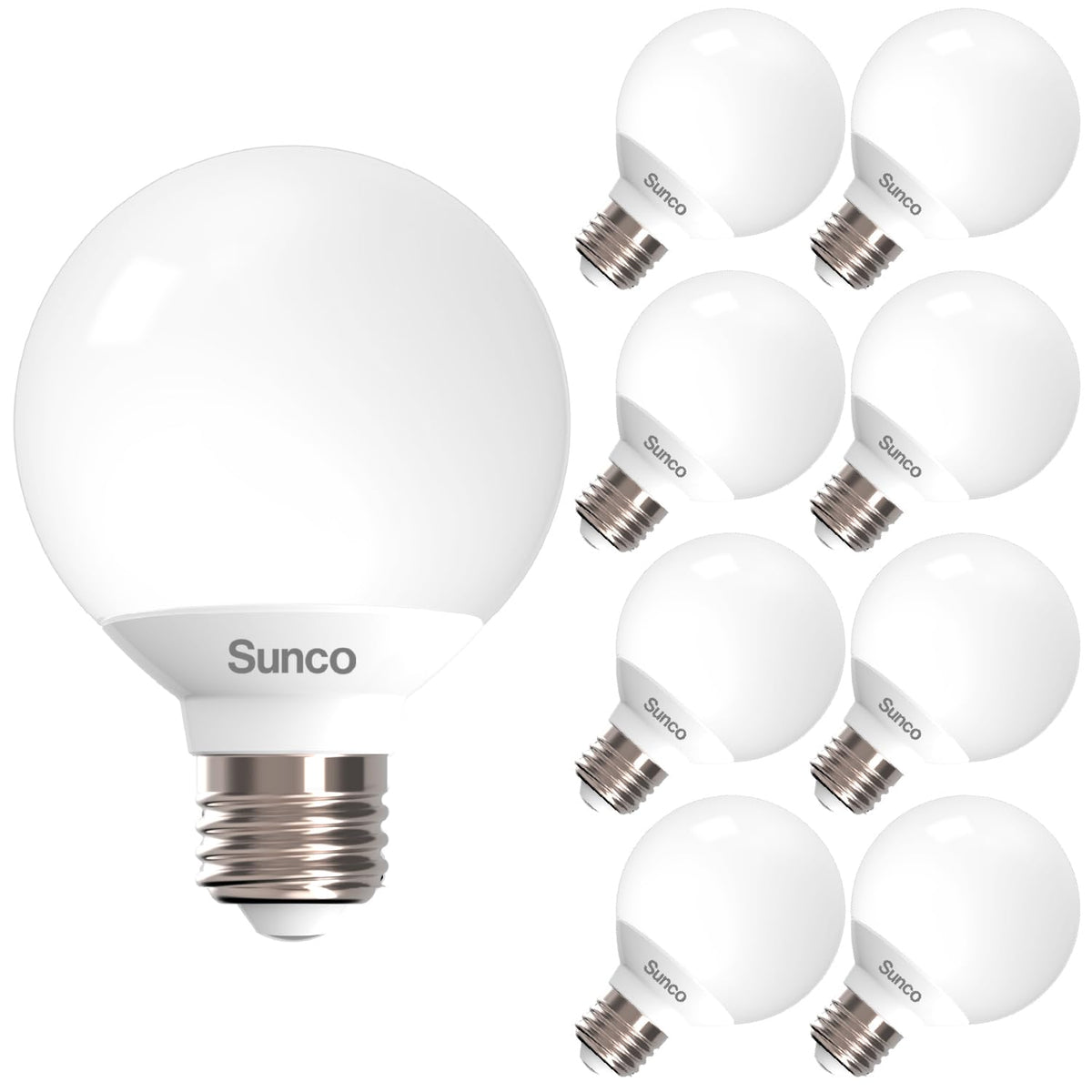 Sunco 50 Pack G25 Led Light Bulbs, Vanity Globe Bathroom Light Bulb, 450 Lm, 3000K Warm White, 6W (40W Equivalent), Dimmable Mir