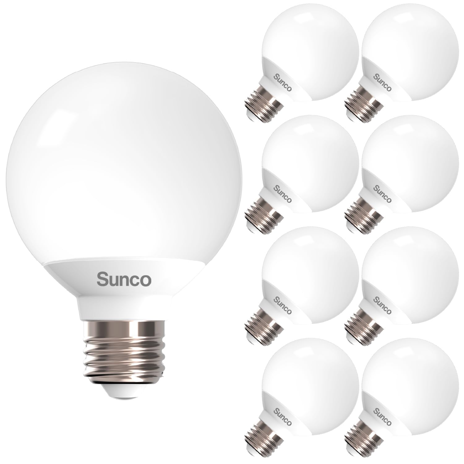 Sunco 8 Pack G25 Led Light Bulbs, Vanity Globe Bathroom Light Bulb, 450 Lm, 3000K Warm White, 6W (40W Equivalent), Dimmable Mirr