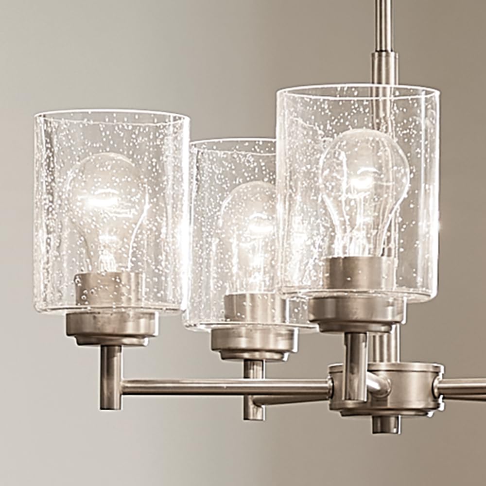 Kichler Winslow 19.75'' Chandelier In Brushed Nickel, 5-Light Chandelier For Dining Room, Living Room, Or Bedroom, Clear Seeded