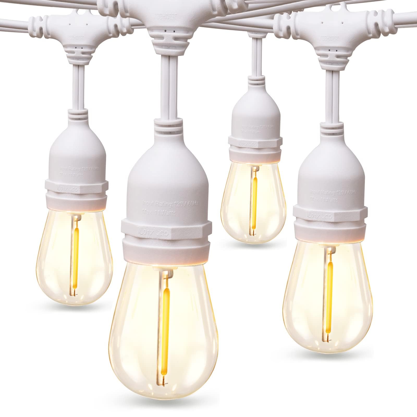 addlon LED Outdoor String Lights 48FT with Dimmable Edison Vintage Shatterproof Bulbs and Commercial Grade Weatherproof Strand -