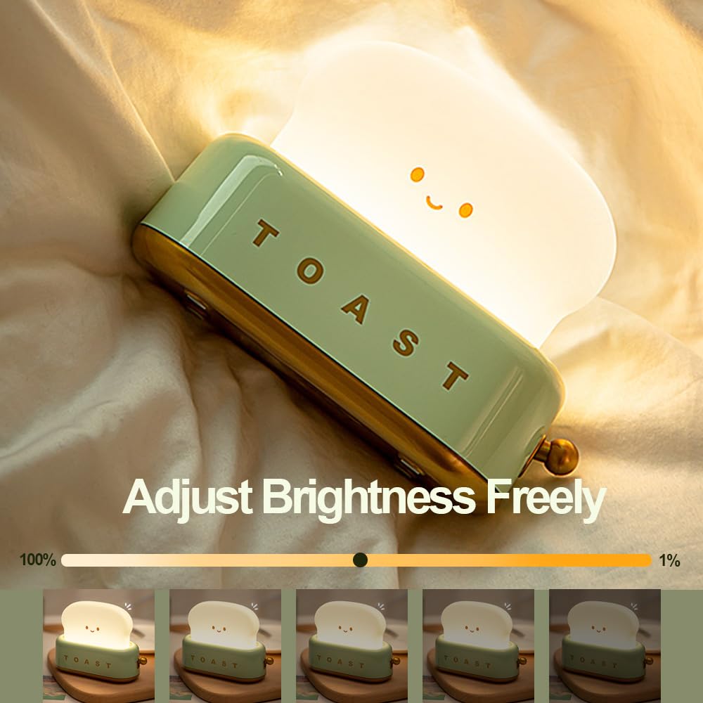 Myratts Led Cute Toaster Lamp  Kawaii Led Toast Bread Night Light  Super Squishy Silicone Usb Rechargeable And Portable Light With Timer  Xmas Ideal Gifts For Baby Kids Girls Teens Teenages