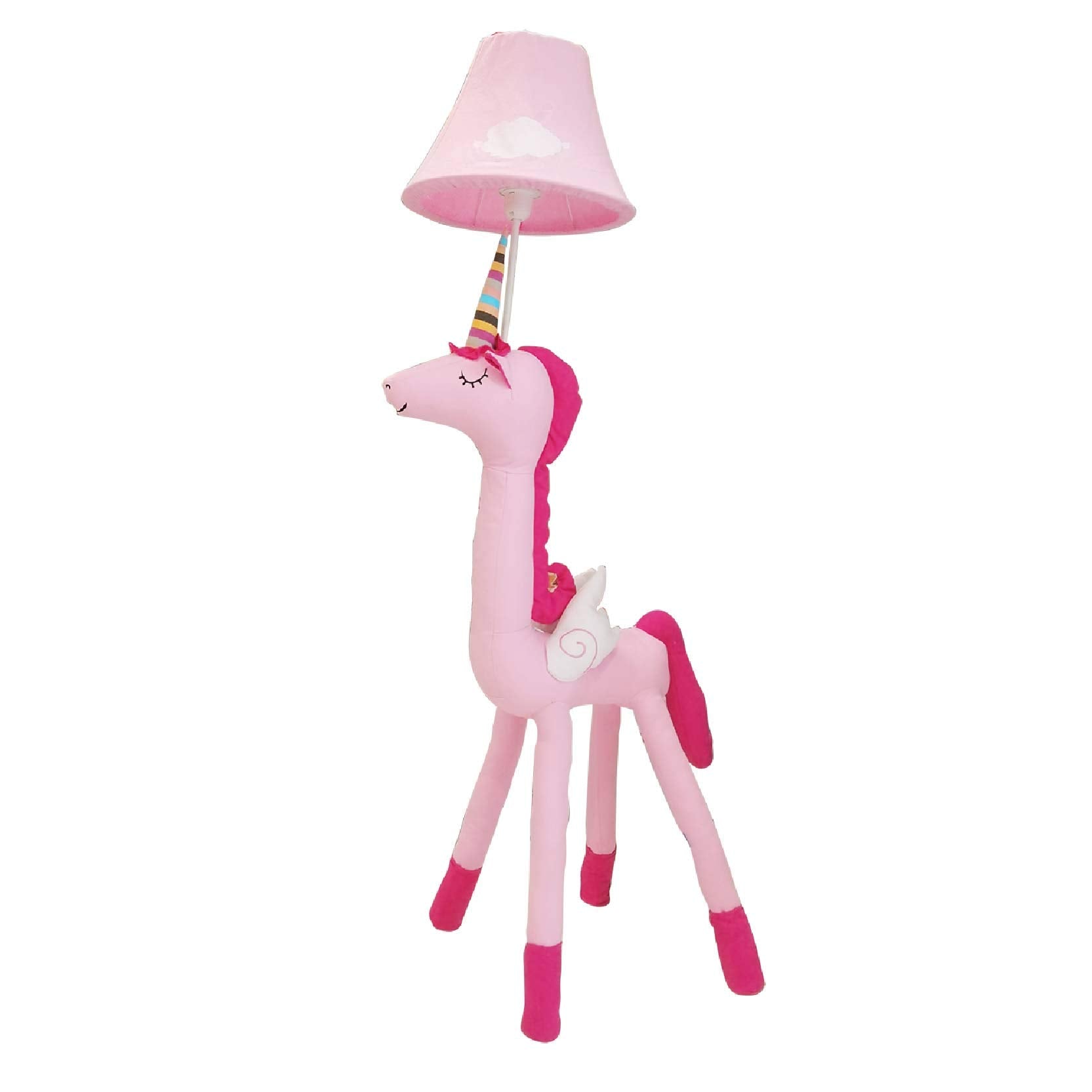 HERBESTBAY Kids Floor Lamp, 51 Pink Unicorn Standing Lamp with Hand-Stitched Toy Design, Modern Bedroom & Living Room Decor, Inc