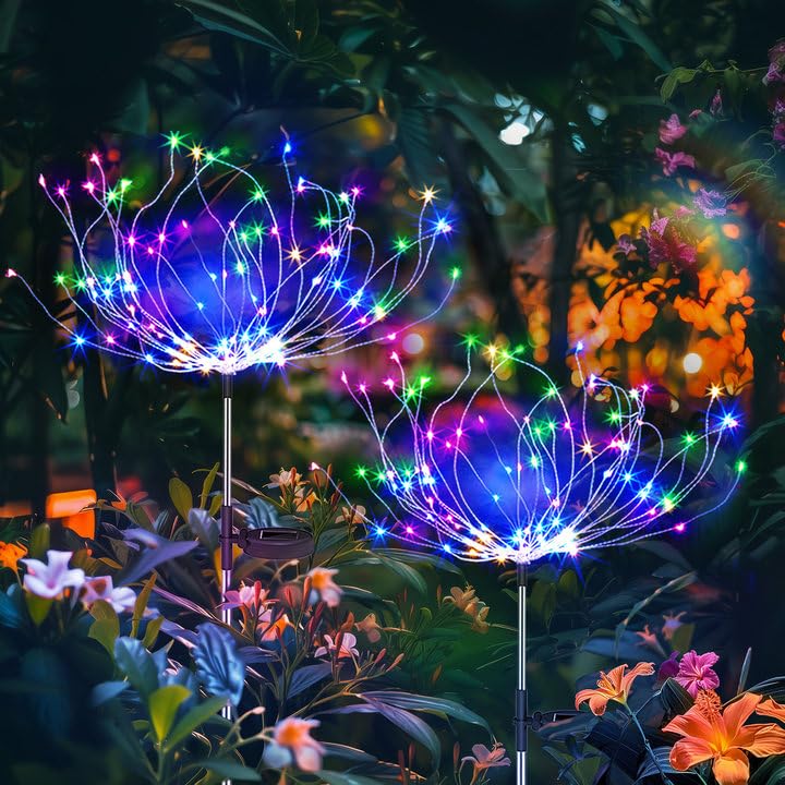 Anordsem Solar Garden Lights - Dimmable Multi-Color LED   Stake Lights, Outdoor Decor, Model ADM0013CC2
