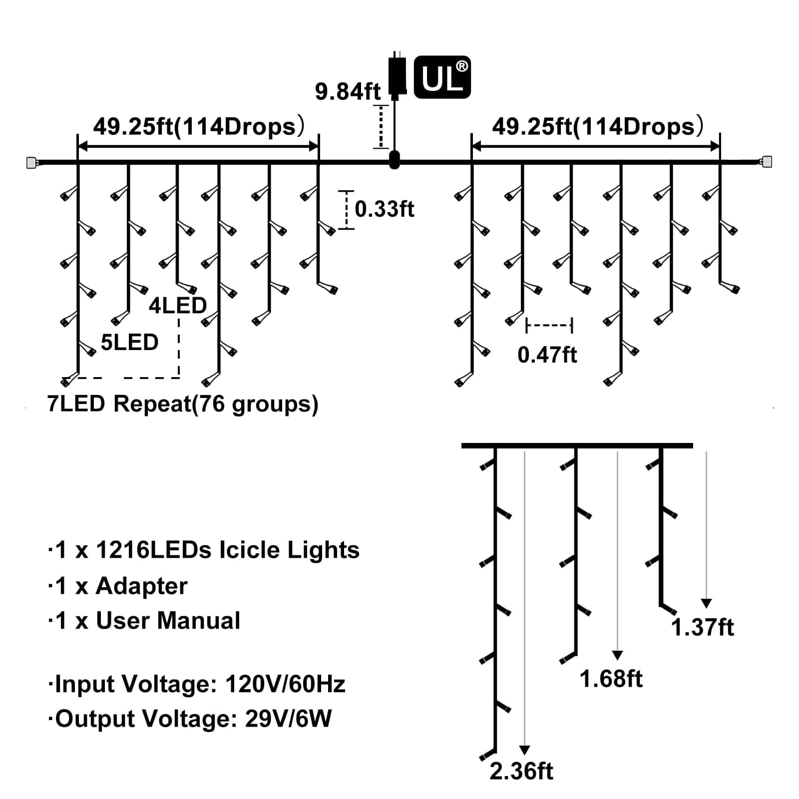 99Ft Red And White Christmas Lights  1216 Led Icicle Lights For Outside  Clear Wire Twinkle Light With 8 Modes Timer Waterproof For House Window Party Tree Holiday Patio Yard Home Decoration