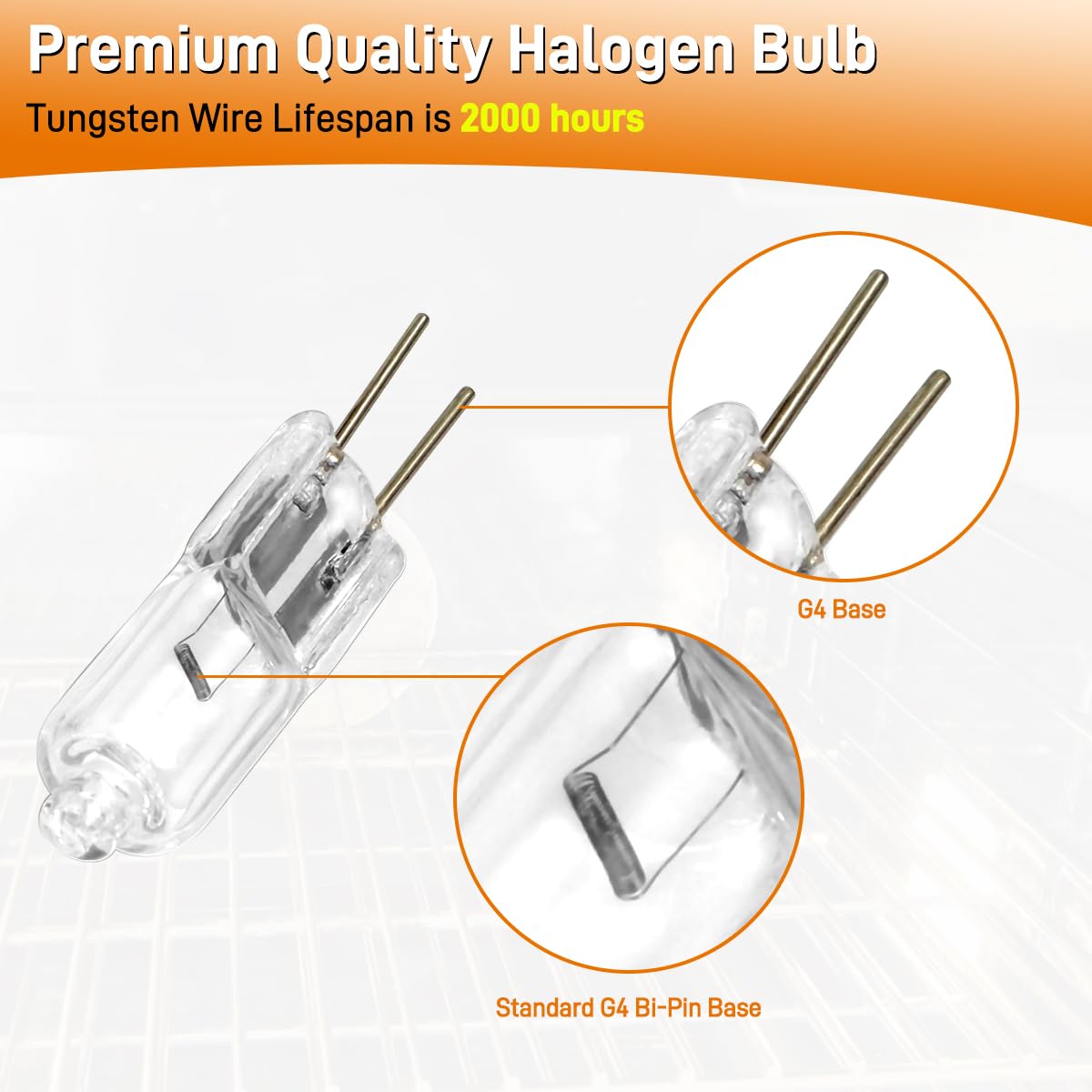 MOTOQUEEN Oven Light Bulb 10W 12V G4 Bi-Pin Base Halogen 2-Pack White