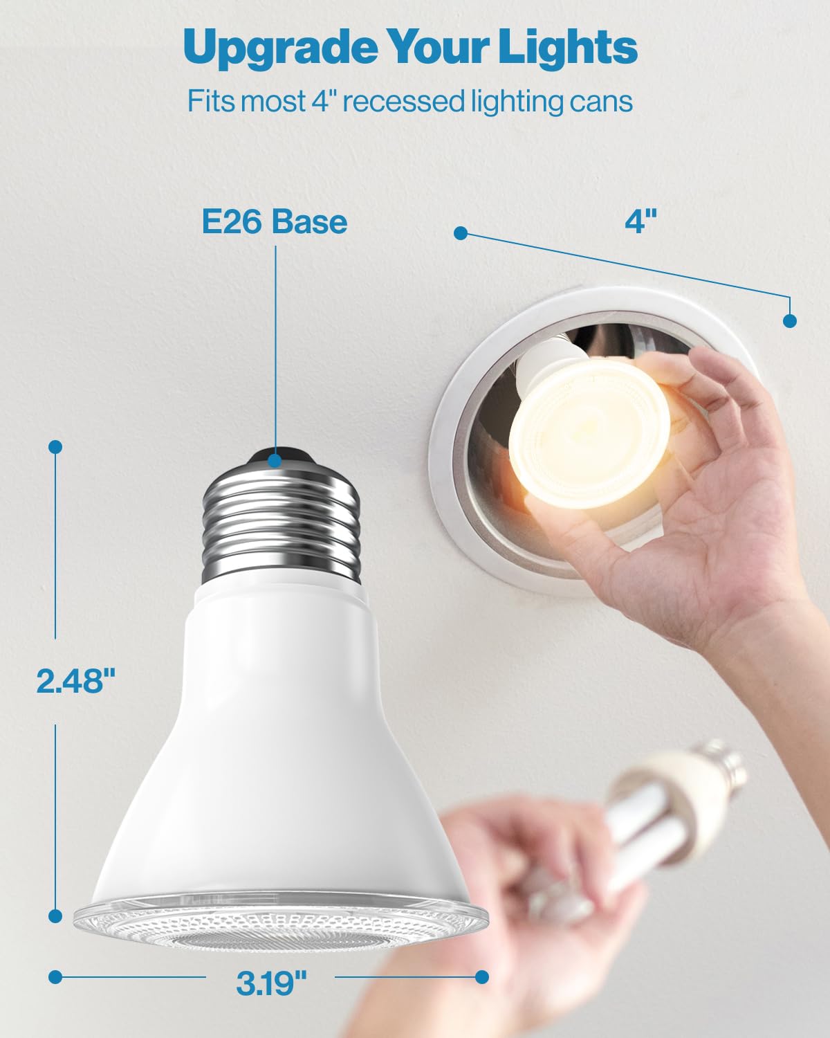 Sunco 10 Pack Par20 Led Bulb,Track Light Bulbs Flood Lighting Indoor Outdoor, High Brightness, 800 Lm, 8W (50W Equivalent), 2700