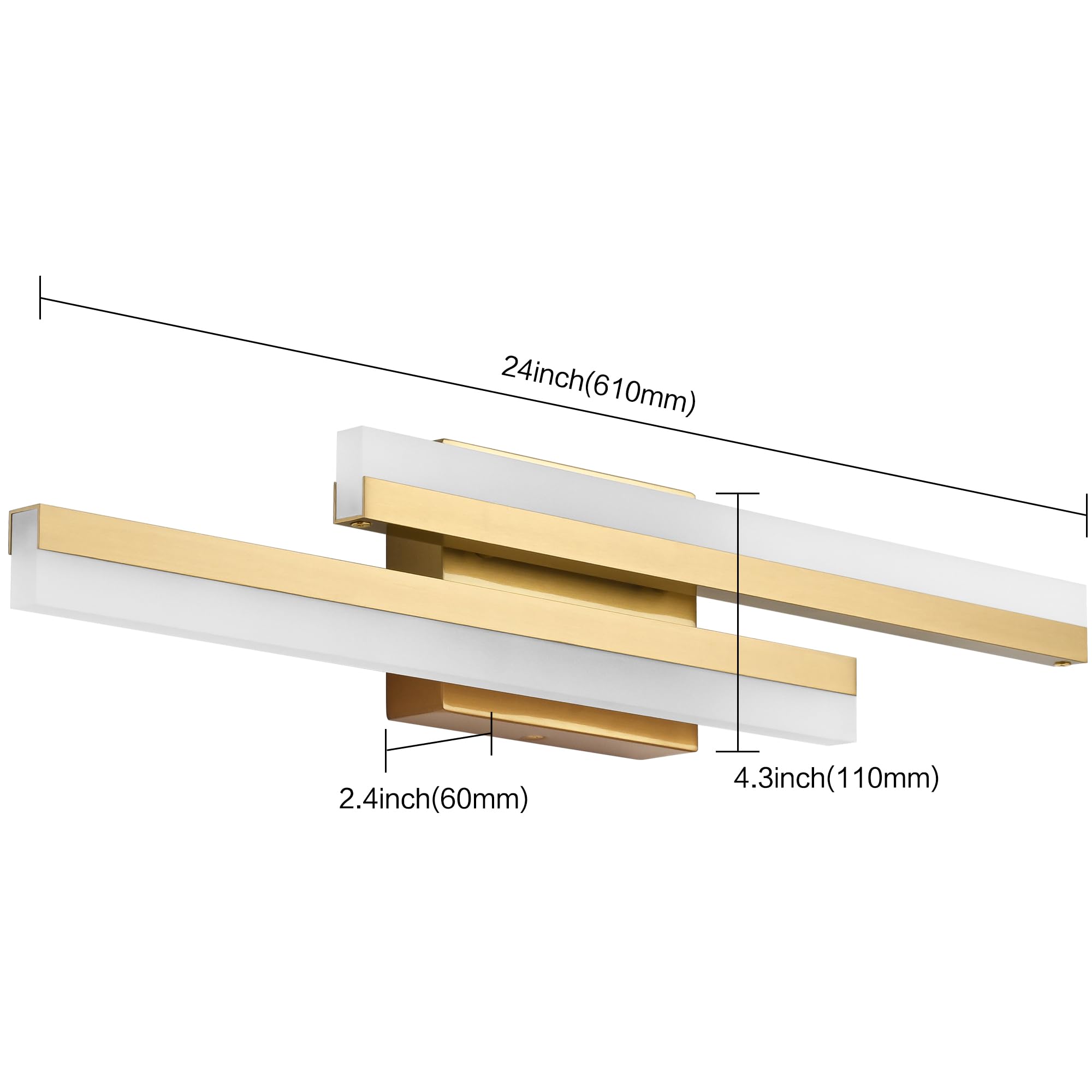 Presde Bathroom Vanity Light 5 Color Changeable 24Inch Bathroom Light Fixtures Over Mirror Gold Modern Led Vanity Wall Lighting