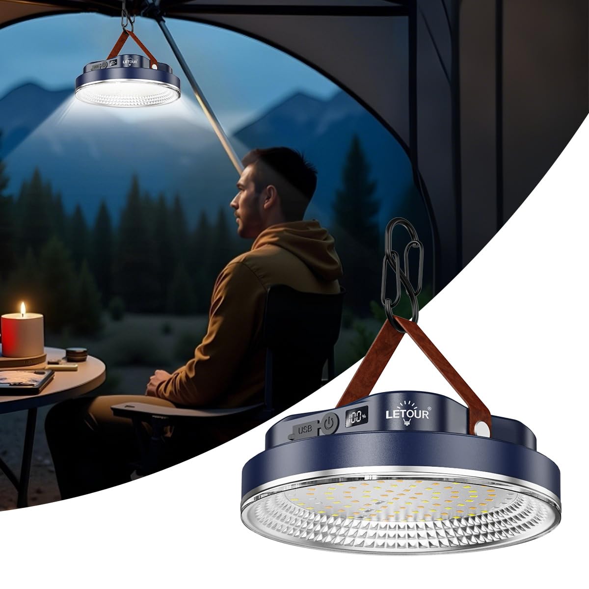 5000LM Flashlight Portable LED Camping Lantern Rechargeable Light 30W with Magnet , IPX4 Waterproof Tent Lights Power Failure Em