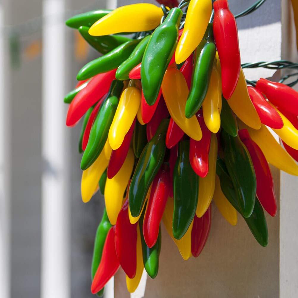 GOOTHY Chili Pepper String Lights, 13.6Ft, Multicolor with 35 Mini Warm White Lights, Model NIVEOLI001, Plastic