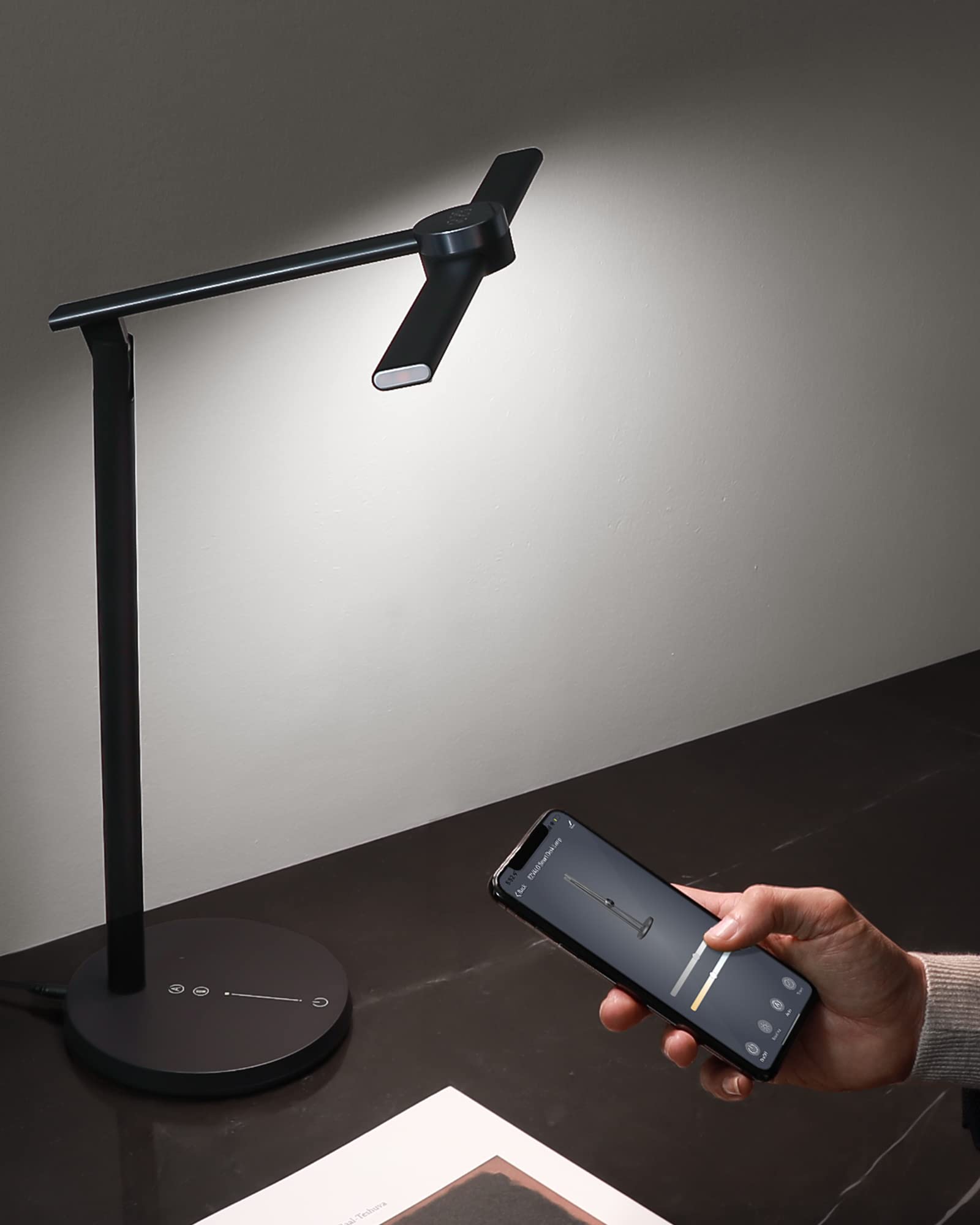 EZVALO Smart Desk Lamp with APP Control, Auto-Dimming, 3 Color Temperatures, LETD01 Model, Black, 2024 Newest Model