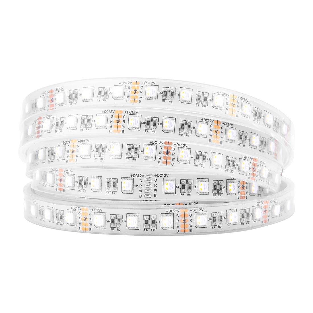 Btf-Lighting 5050 Rgbw Rgb+Warm White(2700K-3000K)4 Colors In 1 Led 16.4Ft 60Leds/M Multi-Colored Led Tape Lights Ip65 Silicone