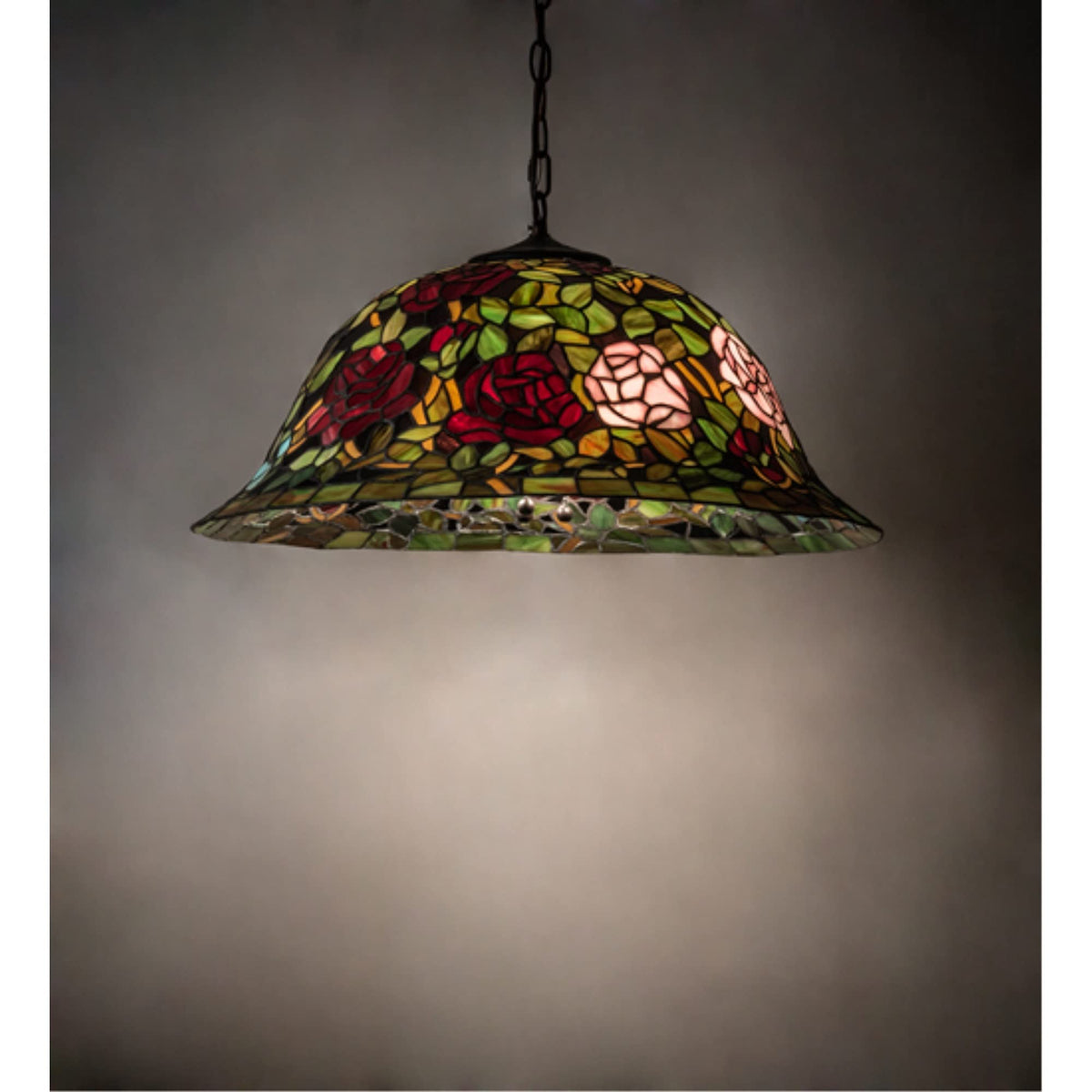 Meyda Tiffany Rosebush 3-Light Pendant, Mahogany Bronze, 24&quot; Mica Glass Lighting Fixture