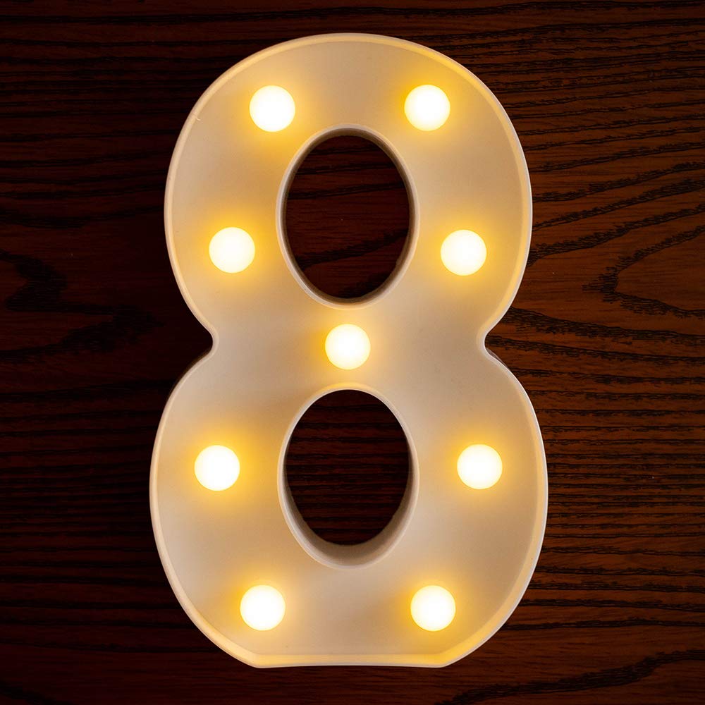 Yorulory LED Number Lights Sign Light Up Number Sign for Night Light Wedding Birthday Party Battery Powered Christmas Lamp Home Bar(8)