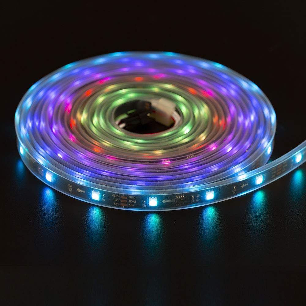 Btf-Lighting Ws2811 Ic=Rgb+Ic Addressable Dream Color Led Strip 16.4Ft 30Leds/M 10Pixels/M Ip67 Waterproof Black Pcb Flexible Dc