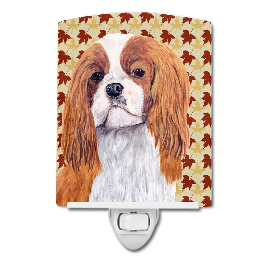 Carolines Treasures Ceramic Night Light, Cavalier Spaniel Fall Leaves, UL-Certified, 6x4x3in, Multicolor, Model SC9232CNL
