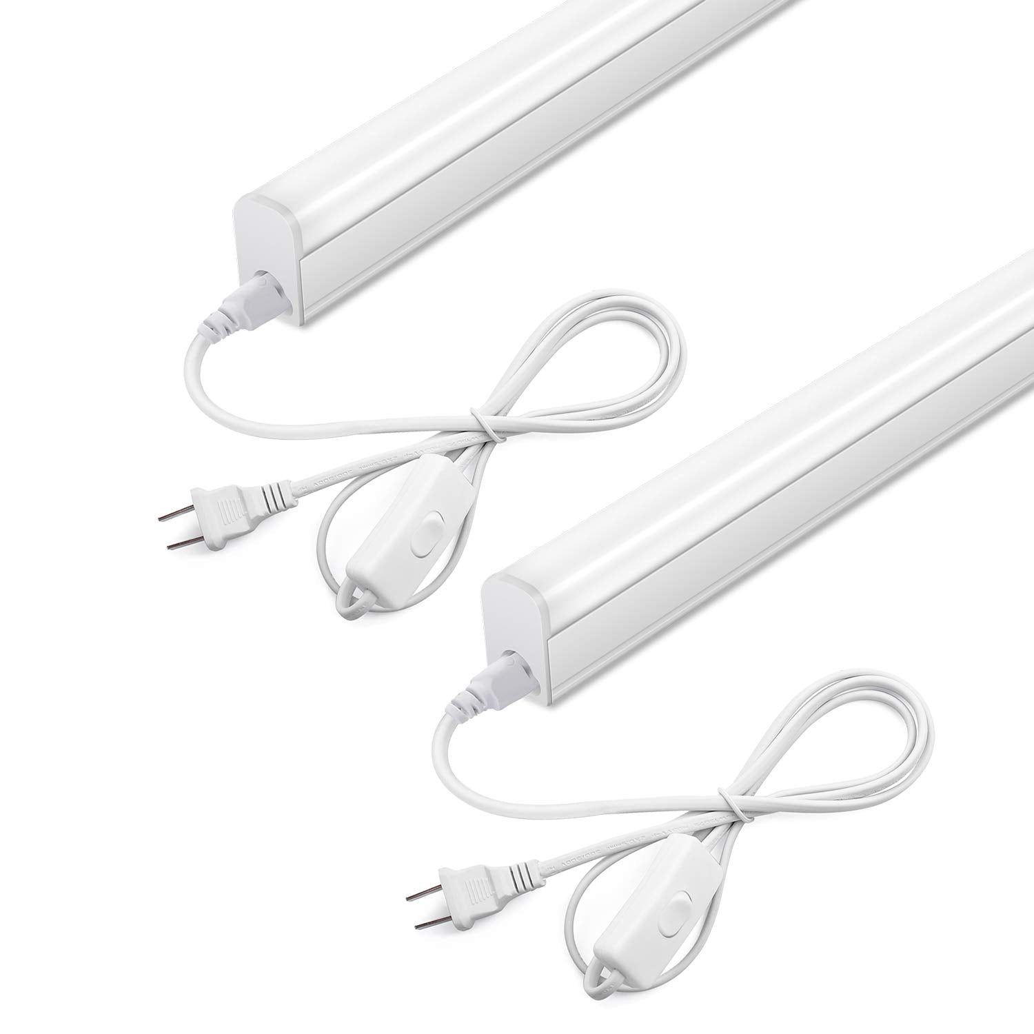 LELEJU LED Shop Light T5 2FT 1100lm 6000K 10W Aluminum Under Cabinet Fixture Pack of 2