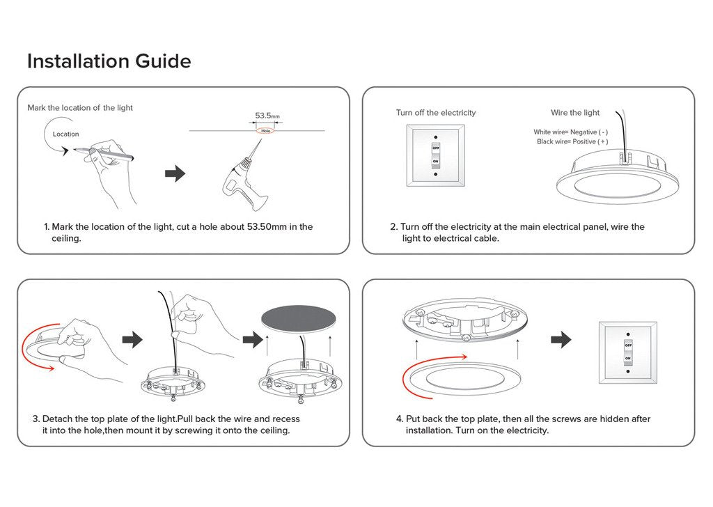 Dream Lighting 2W LED Ceiling Light Pack of 2 - Silver Shell Recessed Downlight, Model 0016002WX2, PC Lens