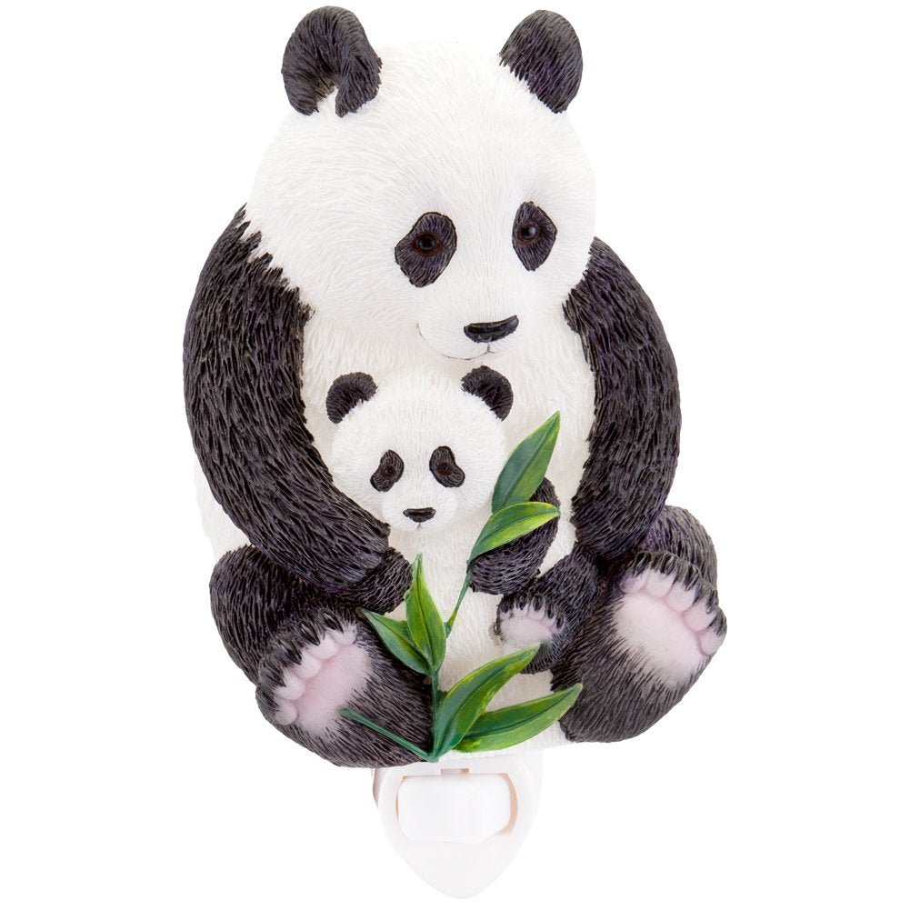 Ibis & Orchid Night Light - Panda Bear Mother and Cub, Marble, Model 50087