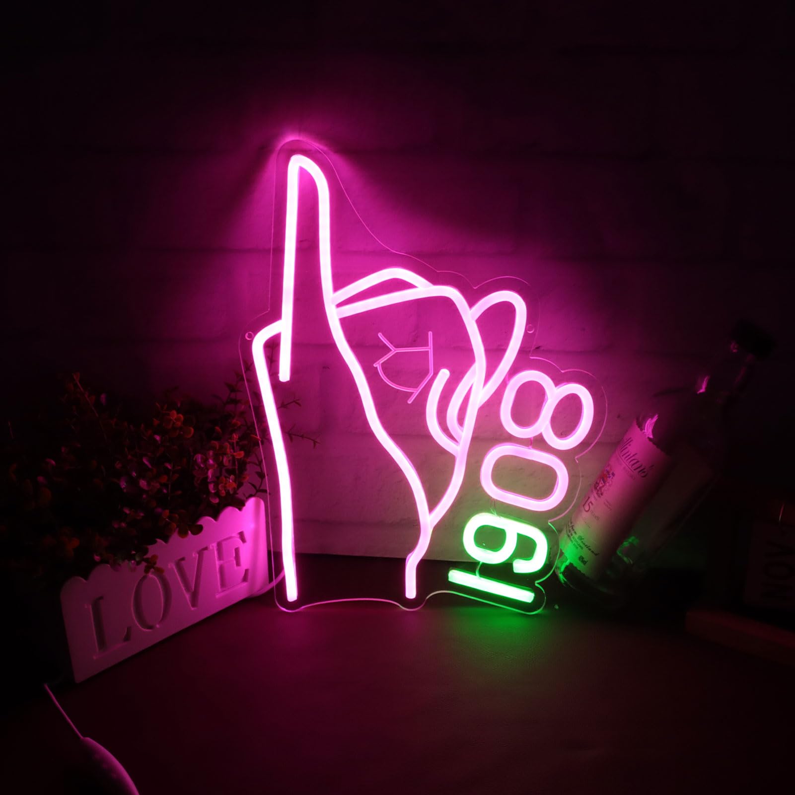 Tiabuy Neon Signs - AKA Hand Gesture Lights, USB Power, Dimmable, 17x13 inch, Pink, Model TB-NS-B-03, Sorority Gifts for Women