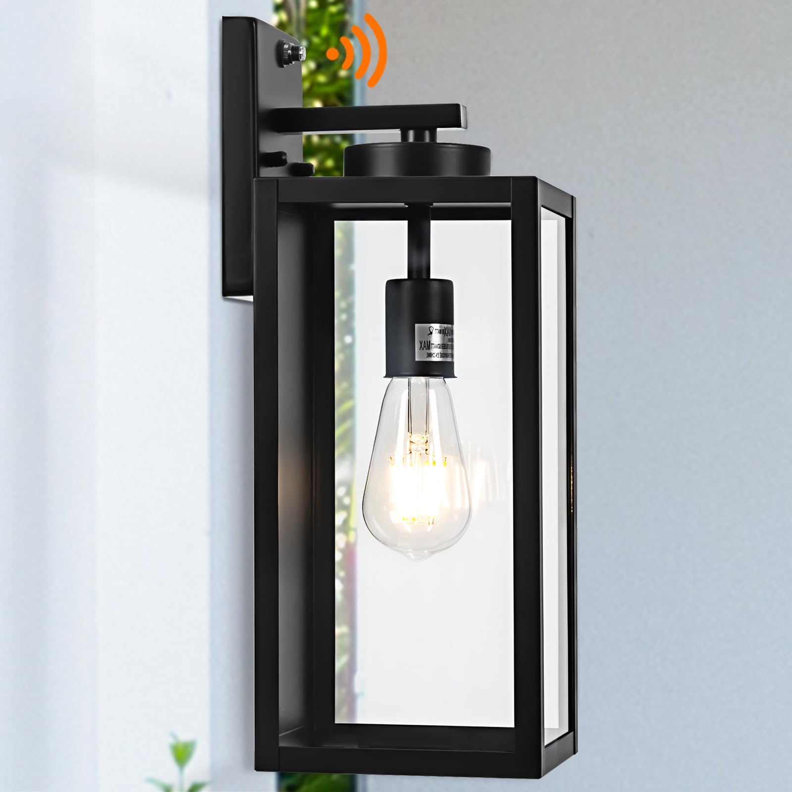 Yolsunes 16&quot; Dusk To Dawn Black Outdoor Wall Light Fixture, Waterproof Farmhouse Sconce